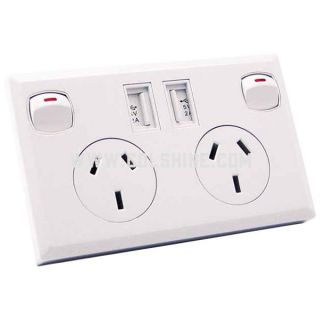 Australian wall socket with USB port